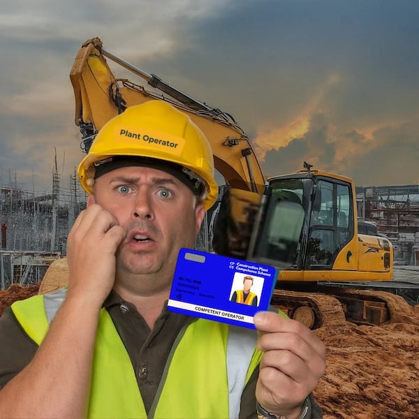 Construction worker with CPCS card on site